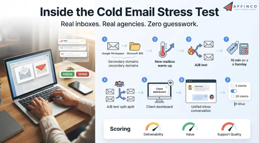 AFFiNCO cold email platform testing methodology
