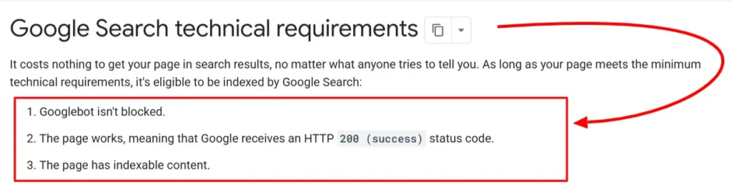 Google Search technical Requirements to Rank and be fetched in AI Overview