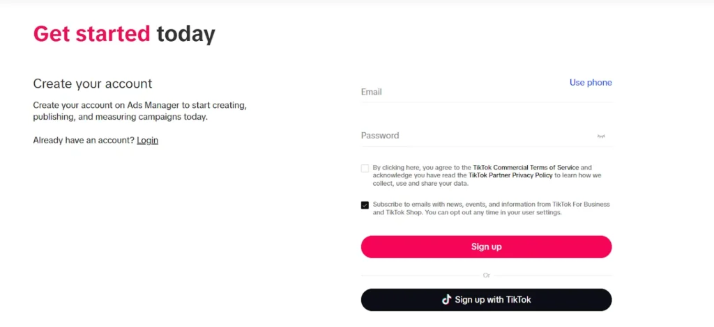 TikTok For Business - Create Your Account
