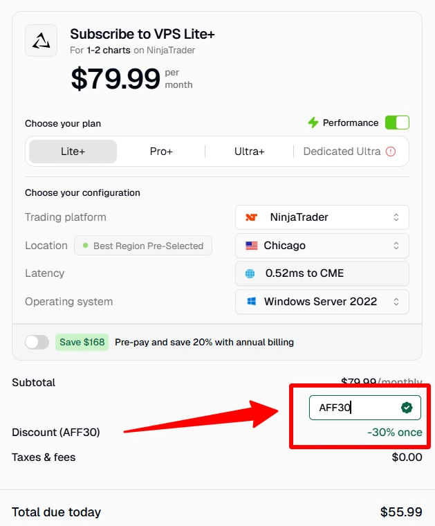 Applying QuantVPS Discount Code