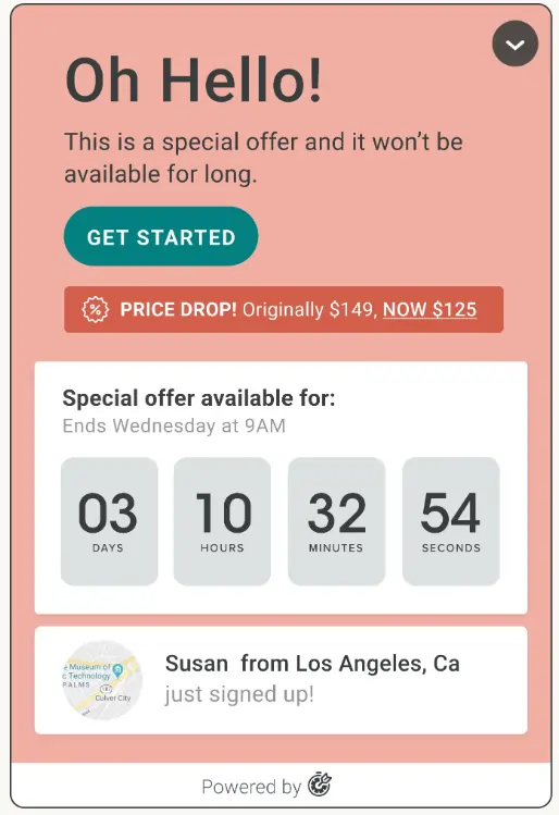 Deadline Funnel Website Pop up widget