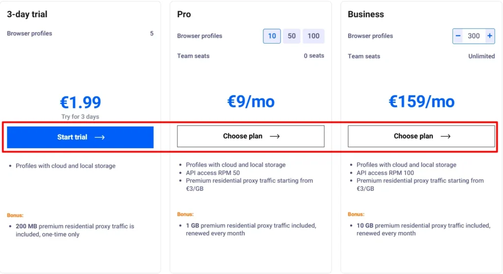 Multilogin Pricing
