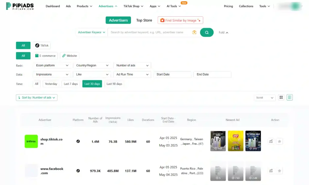 PiPiADS - Advertiser Analysis Tools