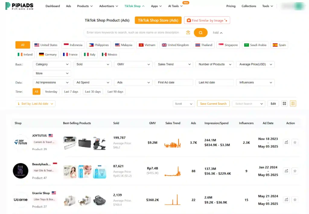PiPiADS - TikTok Shop Library
