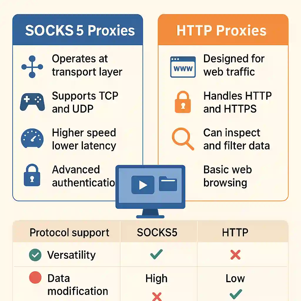 SOCKS5 Canada Proxies Differ from HTTP Proxies
