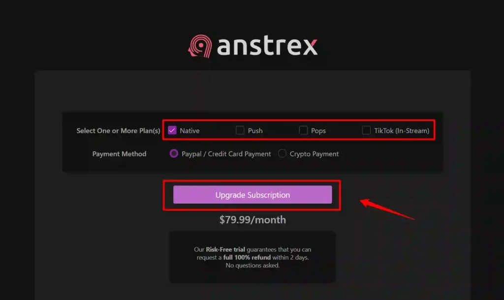 Anstrex - Select your plan