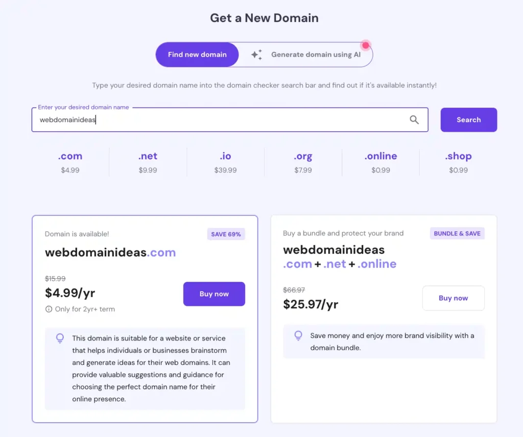 Hostinger - Domain Services