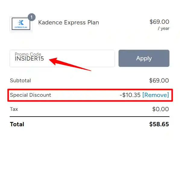 Kadence WP Coupon Code INSIDER15 Applied