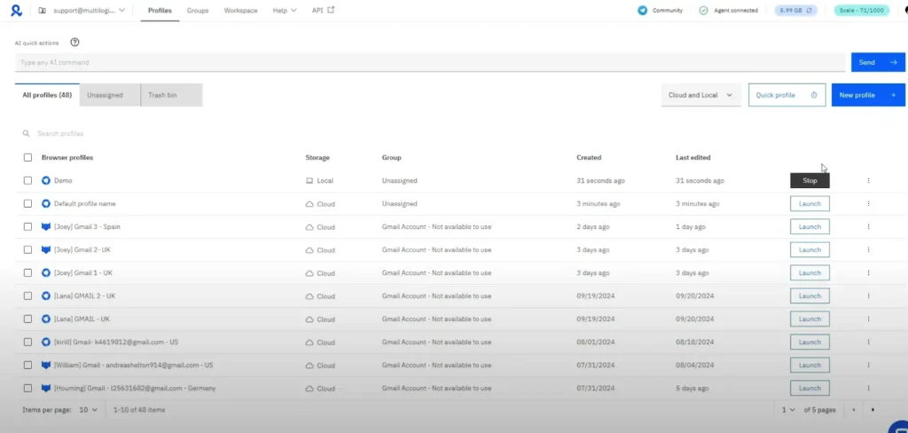 Multilogin Centralished Dashboard