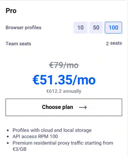 Multilogin Pro 100 Plan