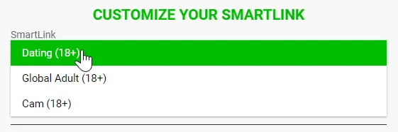 Choose Your Vertical for Smarlink Creation