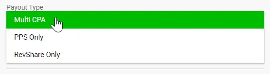 Smartlink AI Campaign Payout type