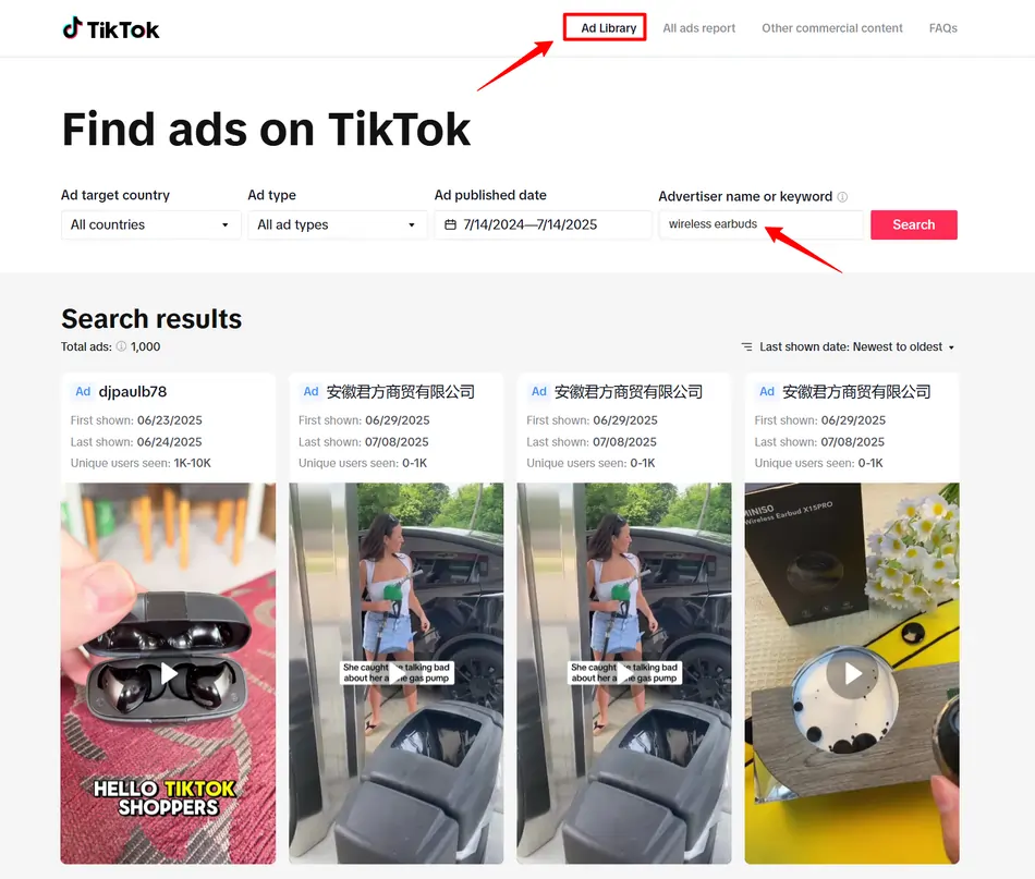 Tiktok Adlibrary