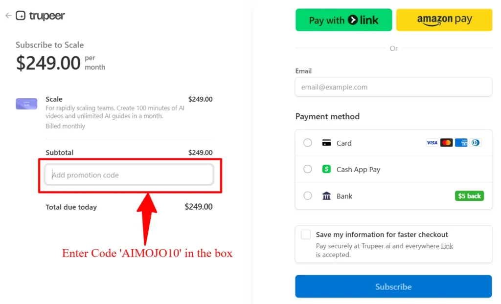Applying Trupeer Coupon Code