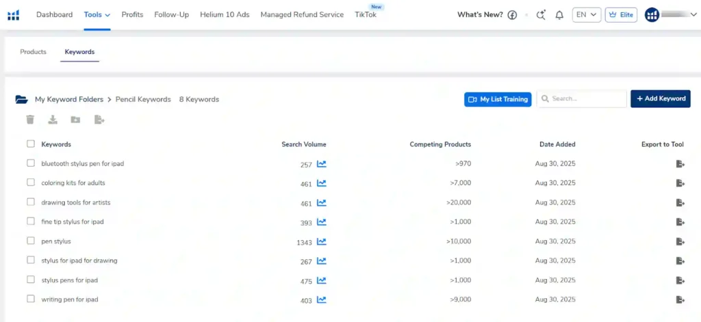 Helium 10 - Build Your Priority List Using Relevancy