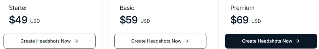 Pricing of InstaHeadshots