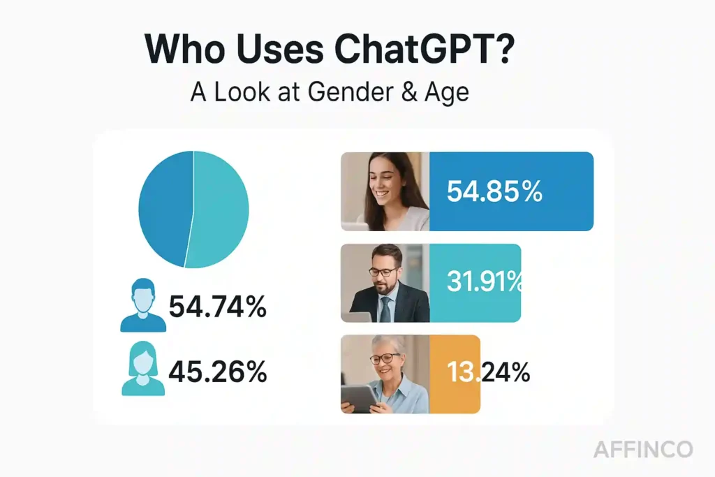ChatGPT user distribution by gender and age groups