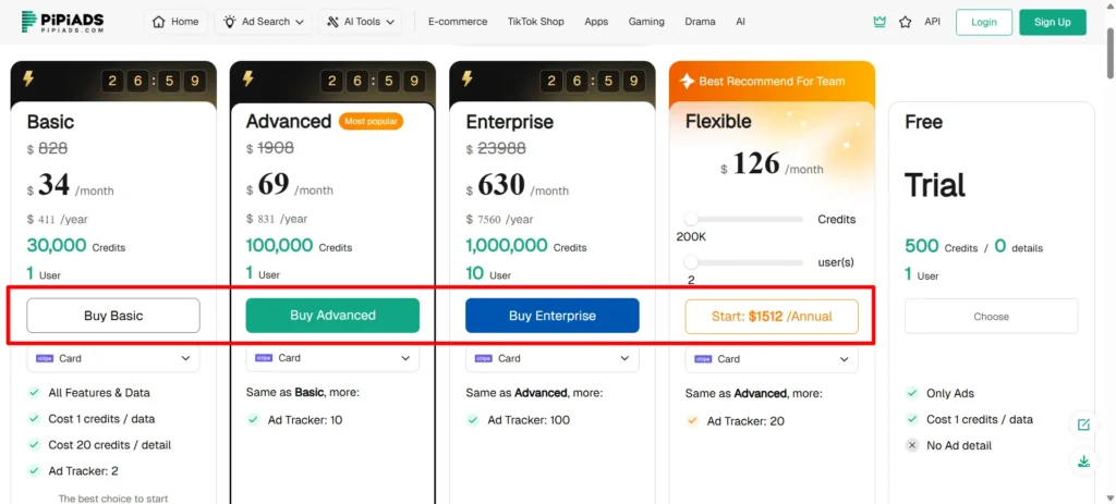 Choose PiPiADS Pricing Plan to Redeem Coupon