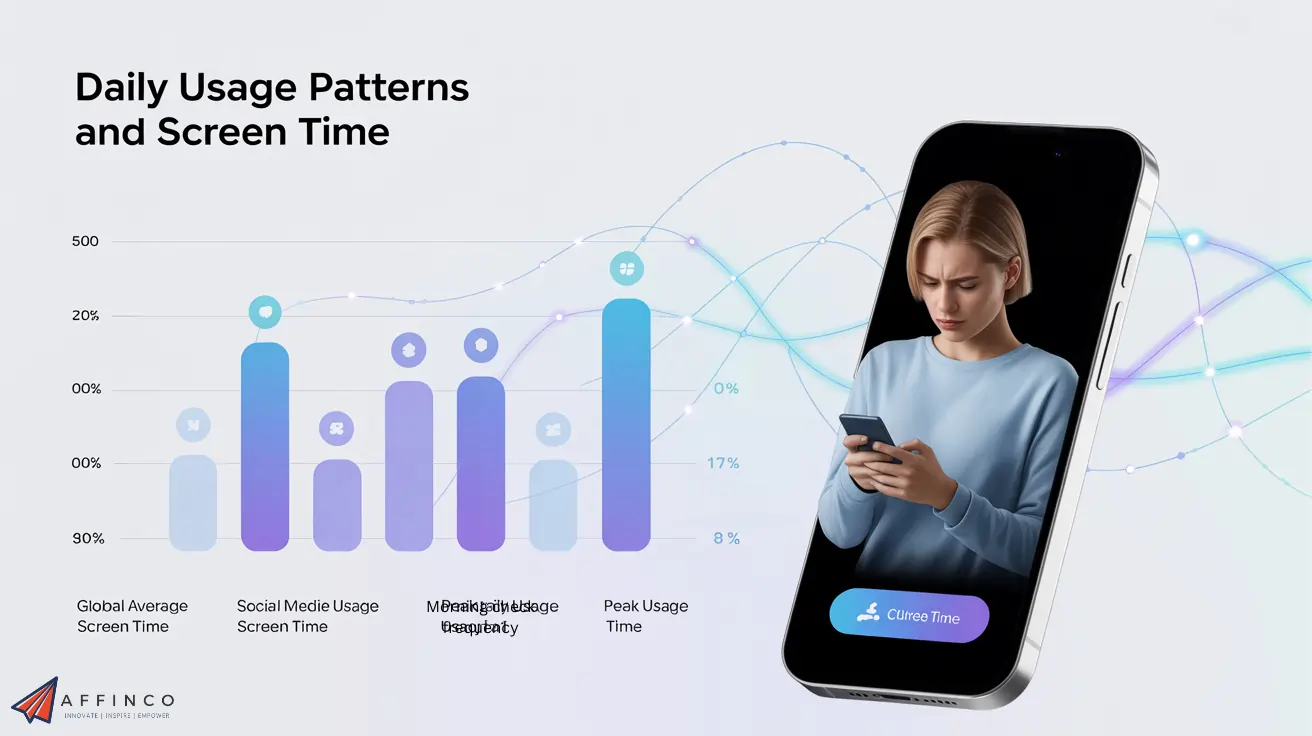 Daily device usage and average screen time