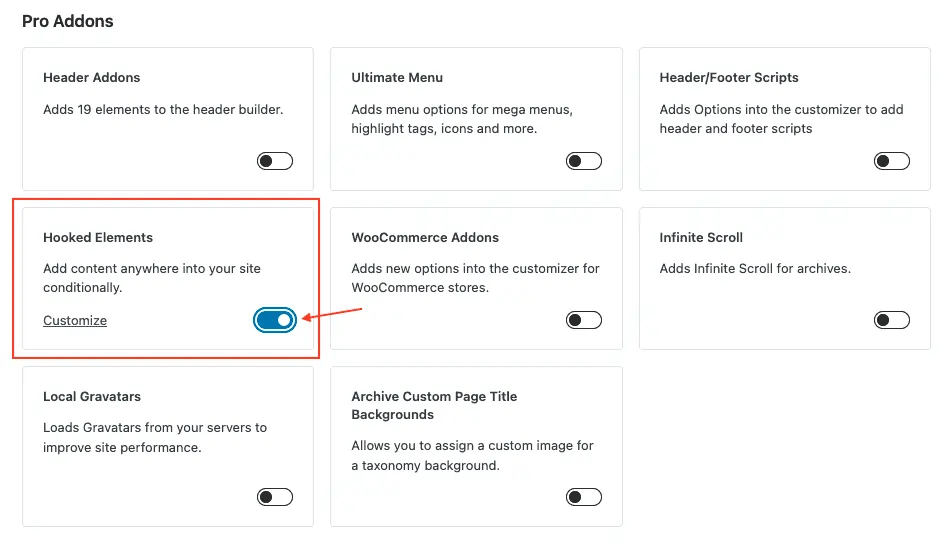 Hook system integration in Kadence WP Elements Pro