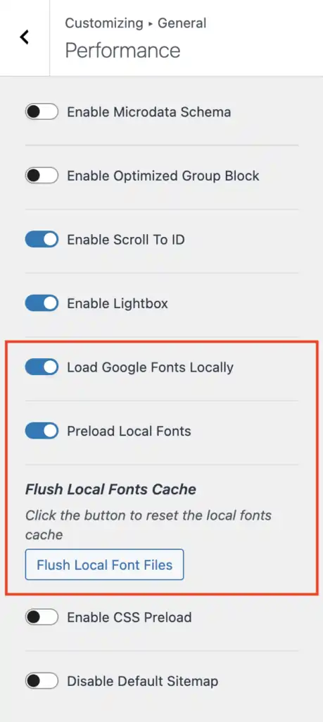KadenceWP local Google Fonts