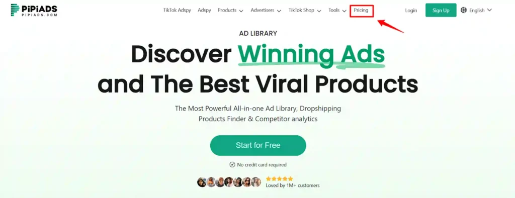 Head to PiPiADS Pricing menu