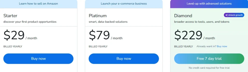 Helium 10 Pricing Plans