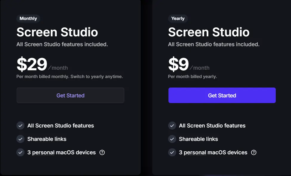 Screen Studio Pricing Plans