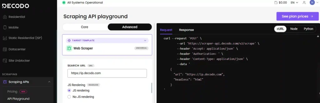 Decodo Scraper Interface Tool