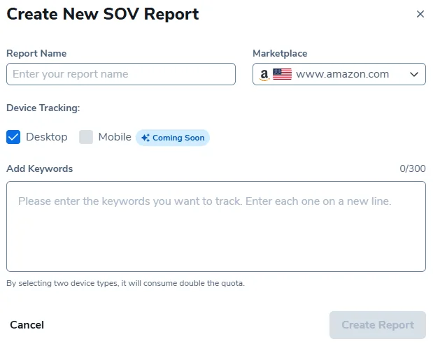 Helium 10 Share of Voice Report