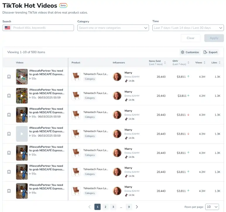 Helium 10 TikTok Product Finder