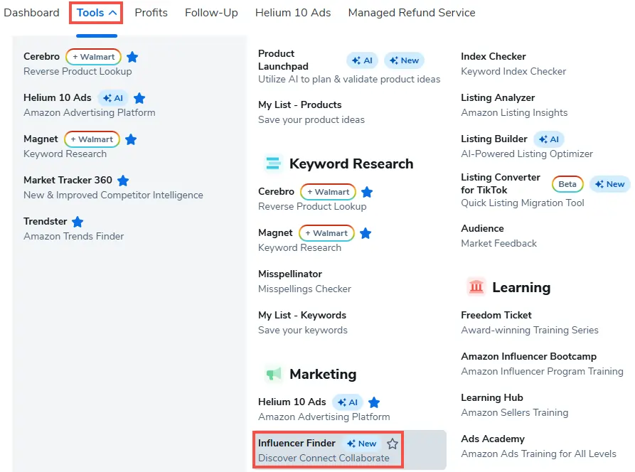 Helium 10 Influencer Finder