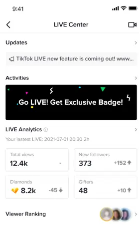 Tiktok Live center