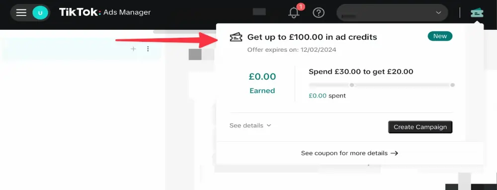 Add TikTok For Business Coupon Codes