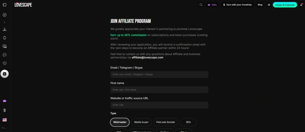 Lovescape AI Affiliate Program
