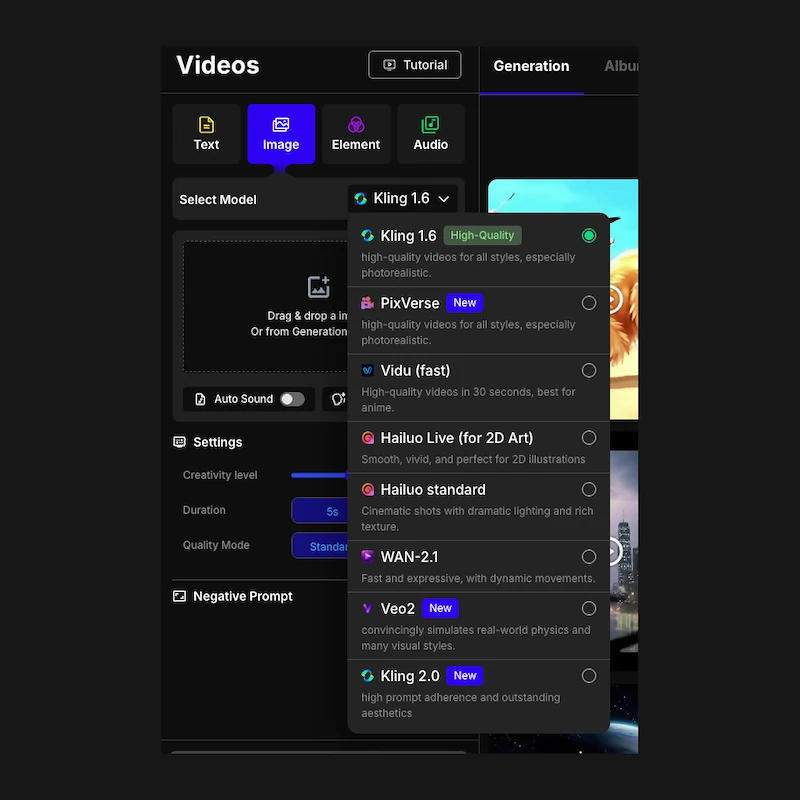 Access OpenArt's Image-to-Video Models