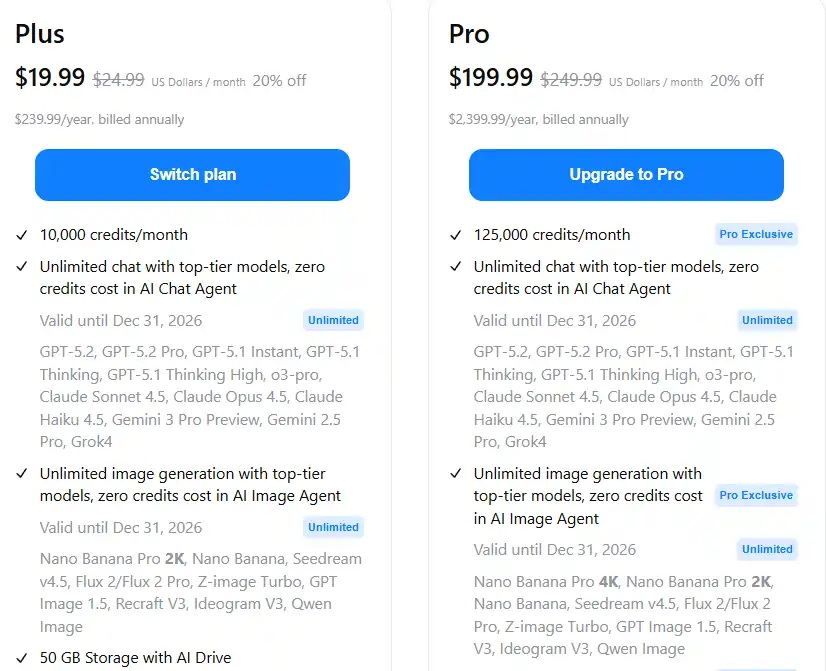 Genspark AI Pricing plan