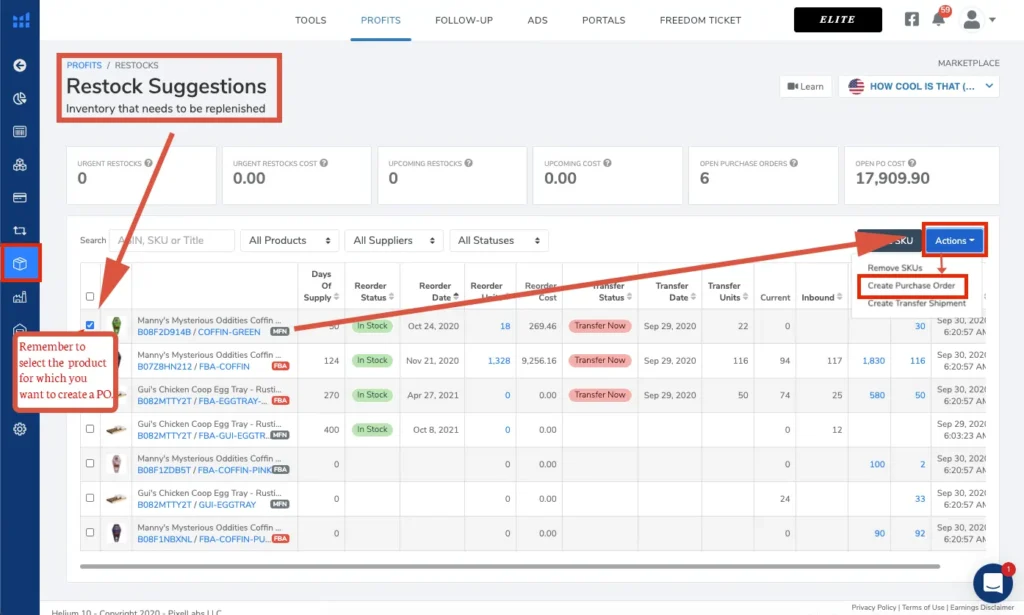 Inventory Management and Alerts from Helium 10