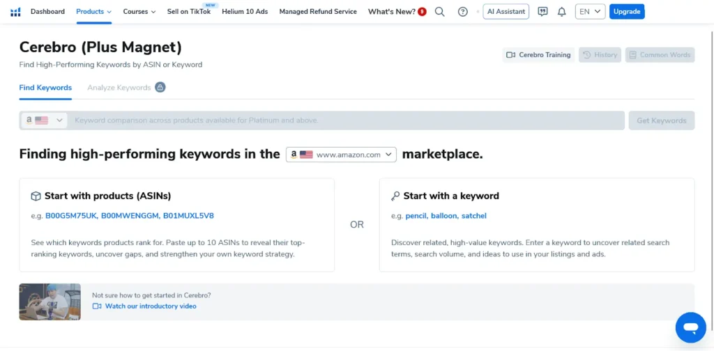 Keyword Research with Helium 10 Cerebro and Magnet