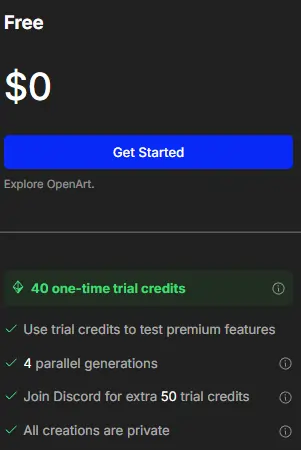 OpenArt Free Plan