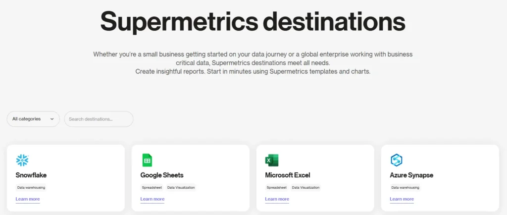 Supermetrics Multiple Data Destinations
