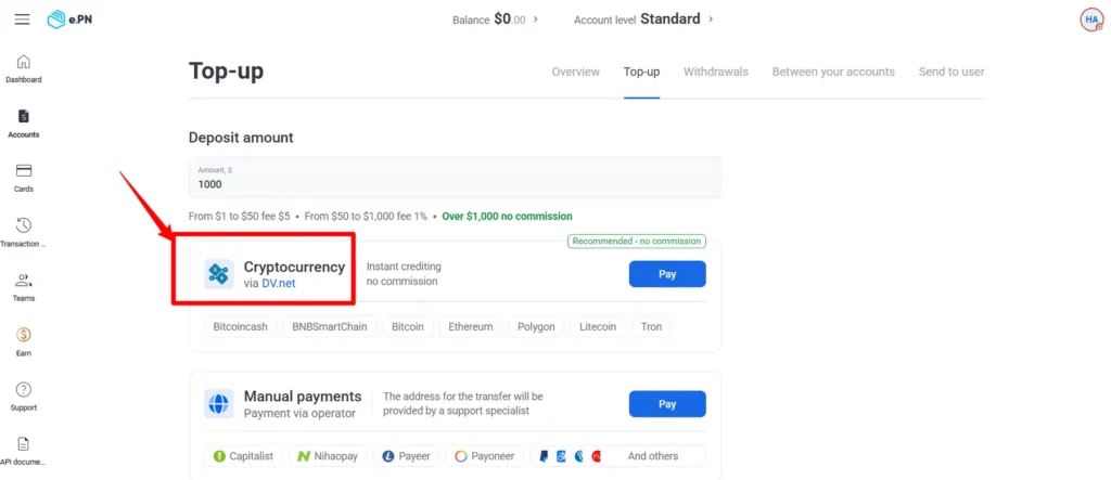 e.PN Account Top-up