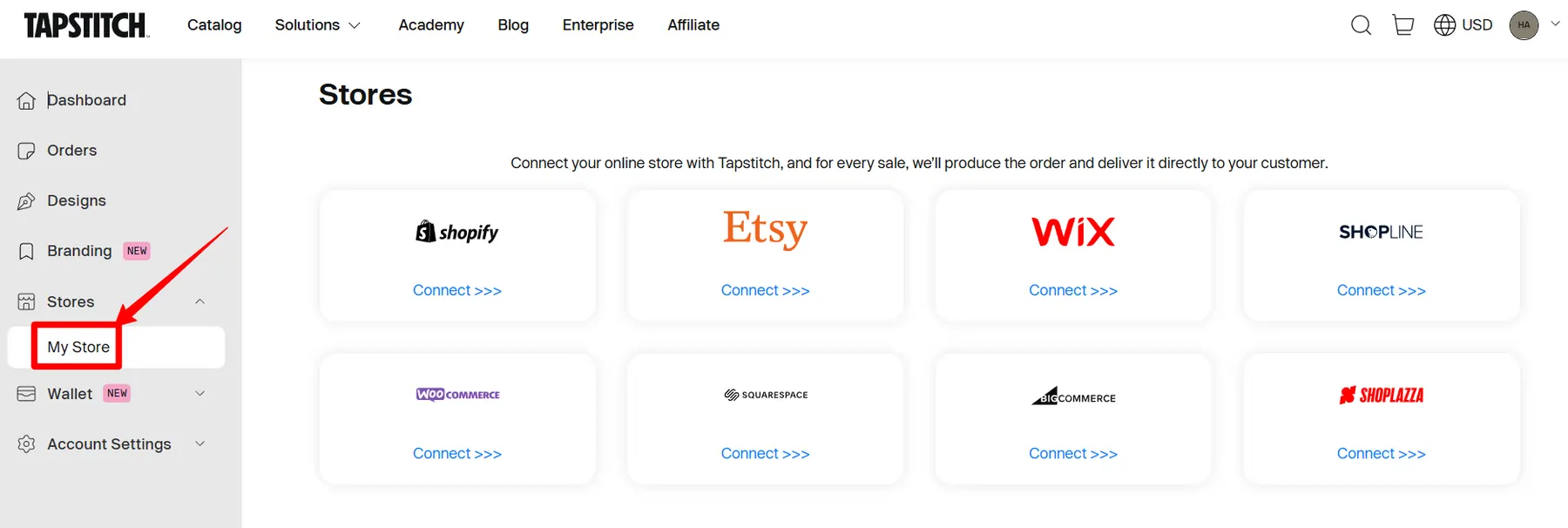 Connect Your Online Store in Tapstitch