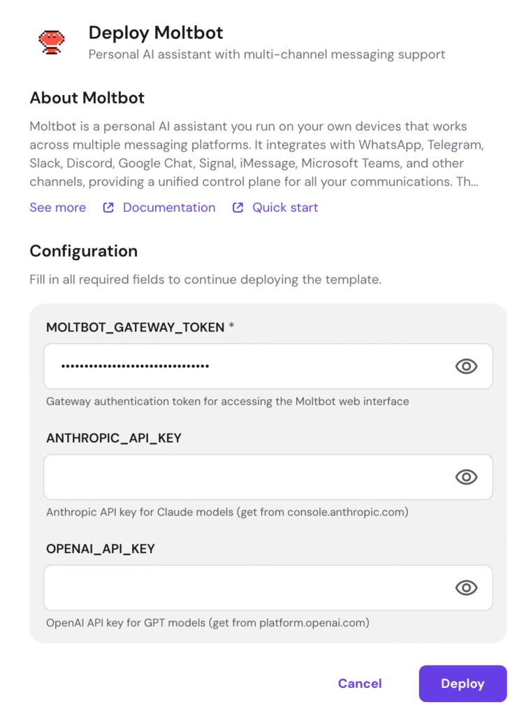 Fill up API keys in Hostinger