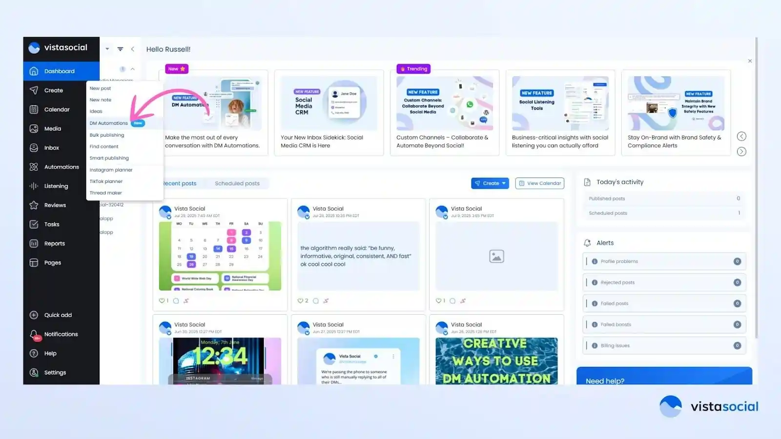 Vista Social DM Automations