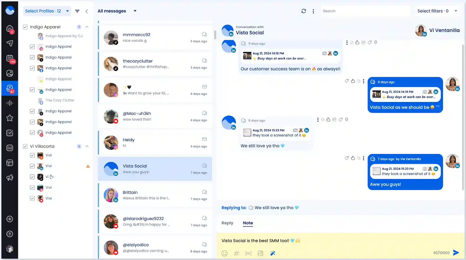 Vista Social Social Inbox