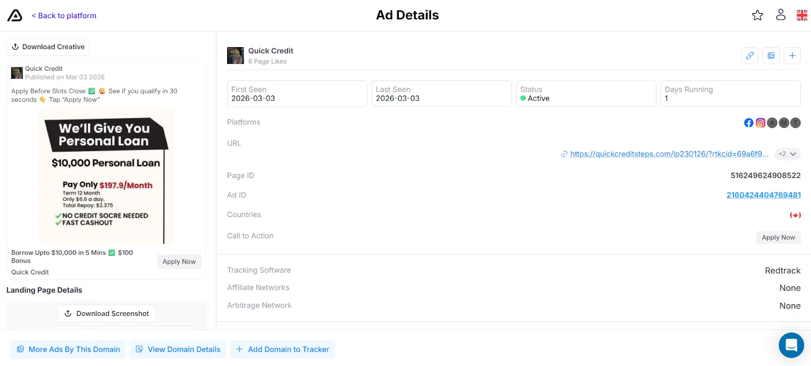 Analyse Redirect Chains in AdPlexity
