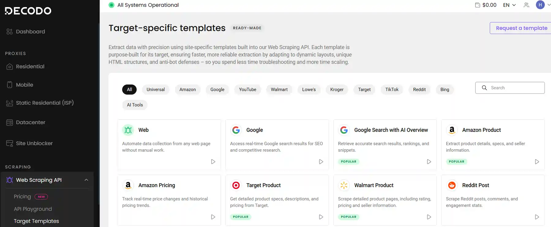 Decodo Scraping Templates