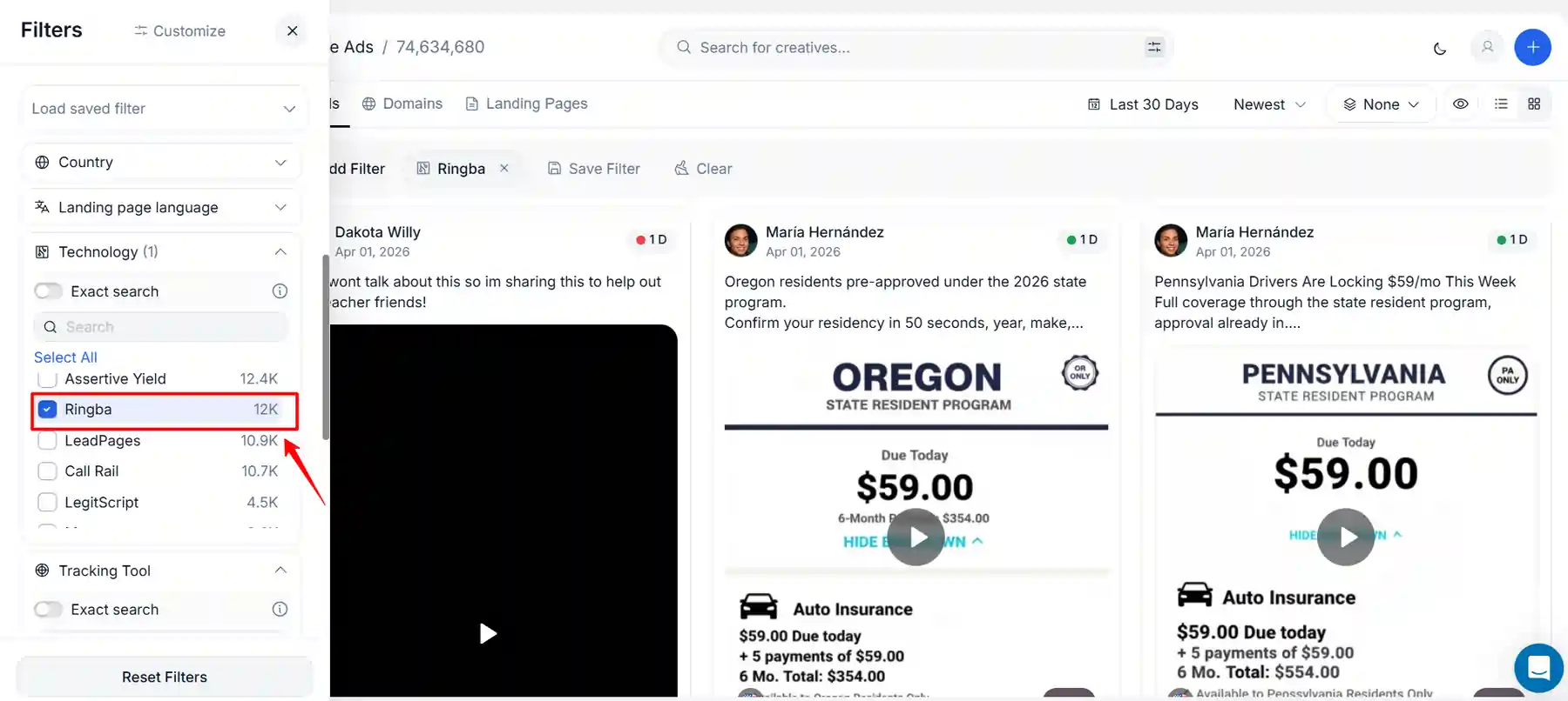 AdPlexity Social Ringba Filter