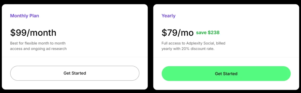 Adplexity Social Pricing Plans